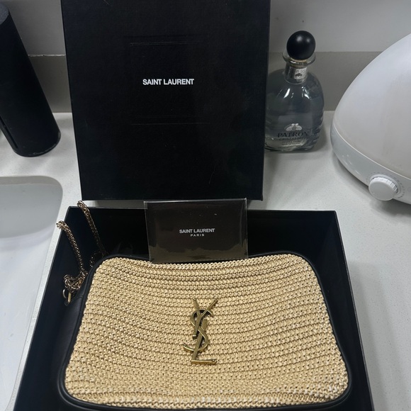 Saint Laurent Gold and Black Woven Clutch - Picture 2 of 2